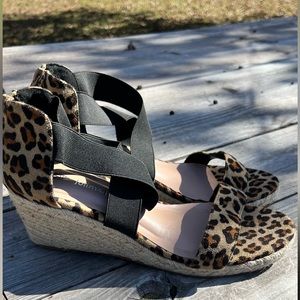 Animal Print wedge sandals, size 10